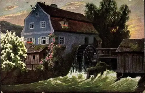 Ak Reklame, Underberg Serie I 3, Mühlen Idylle, Wassermühle