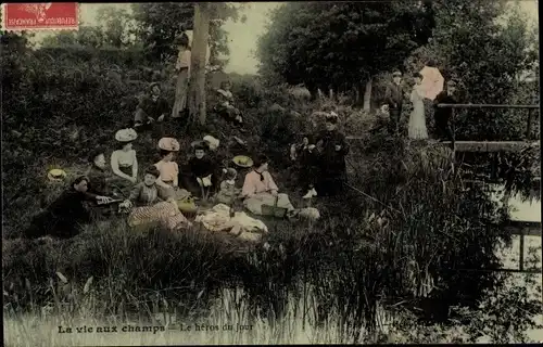 Ak La vie aux champs, le heros du jour, Angler