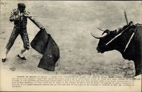 Ak Corrida de Toros, Suerte de Matar, Stierkampf