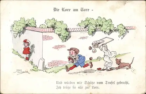 Künstler Ak Number, Jack, Die Lore am Tore, Junge hat Gebäck geklaut