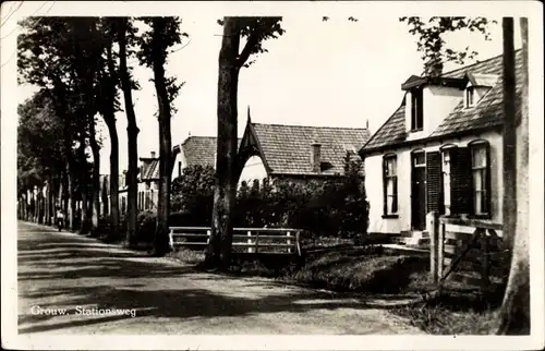 Foto Ak Grouw Grou Friesland Niederlande, Stationsweg