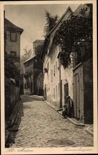 Ak Meißen in Sachsen, Blick in die Leinewebergasse, Kinder