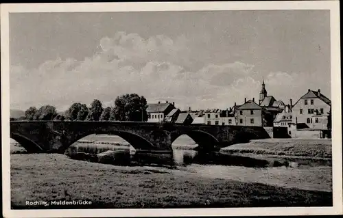 Ak Rochlitz an der Mulde, Muldenbrücke, Kirchturm