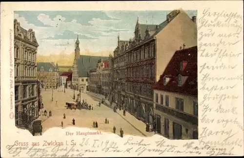 Ak Zwickau in Sachsen, Der Hauptmarkt