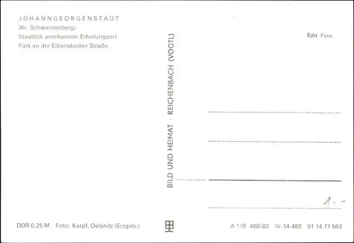 Ak Johanngeorgenstadt im Erzgebirge Sachsen, Brunnen, Park, Eibenstocker Straße
