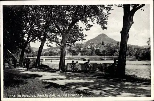 Ak Jena in Thüringen, Paradiesbrücke und Hausberg