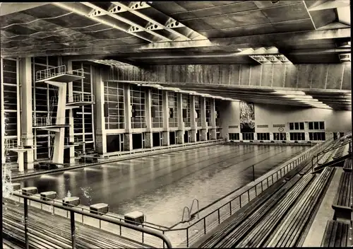 Ak Magdeburg, Elbe-Schwimmhalle, Schwimmbassin, Sprungturm
