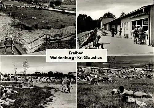 Ak Waldenburg in Sachsen, Freibad, Liegewiese, Badegäste