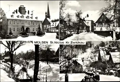 Ak St Niclas Mülsen Sachsen, Winteransichten