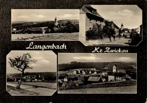 Ak Langenbach Langenweißbach Erzgebirge, Ortsansichten, Kirche, Straßenansicht