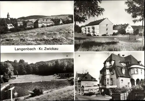 Ak Langenbach Langenweißbach, AWG Siedlung, Waldbad, Rat der Gemeinde