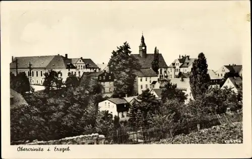 Ak Obercrinitz Crinitzberg in Sachsen, Ortsansicht mit Kirche
