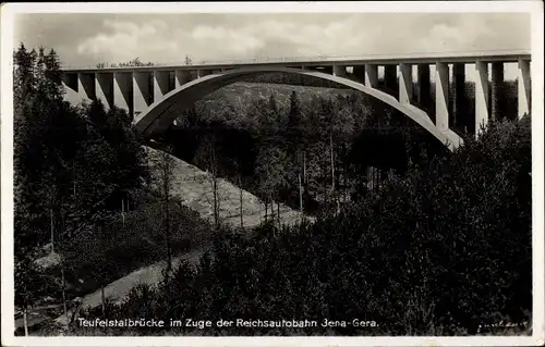 Ak Hermsdorf in Thüringen, Teufelstalbrücke im Zuge der Reichsautobahn Jena-Gera