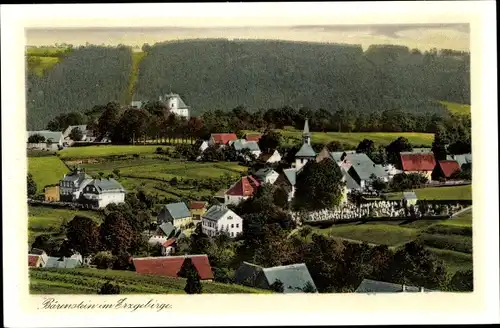 Ak Bärenstein Altenberg Erzgebirge, Ortsansicht, Kirche, Schloss