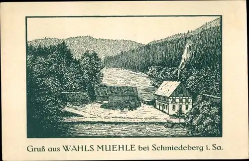 Ak Schmiedeberg Dippoldiswalde im Erzgebirge, Wahls Muehle