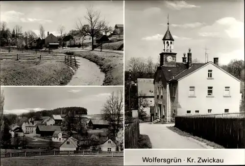 Ak Wolfersgrün Kirchberg in Sachsen, Teilansichten, Kirche