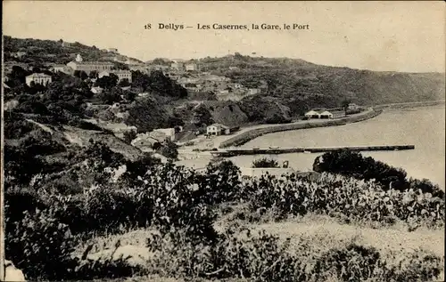 Ak Delles Dellys Algerien, Les Casernes, la Gare, le Pont