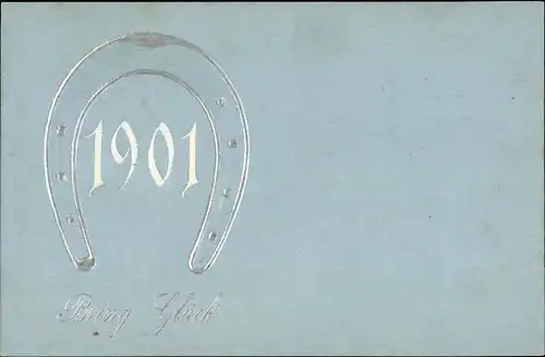 Präge Ak Glückwunsch Neujahr 1901, Hufeisen