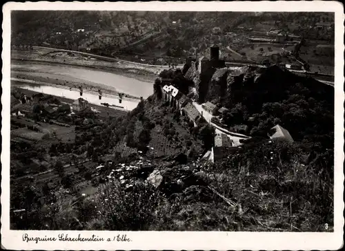 Ak Strekov Schreckenstein Ústí nad Labem Aussig Elbe Stadt, Burgruine