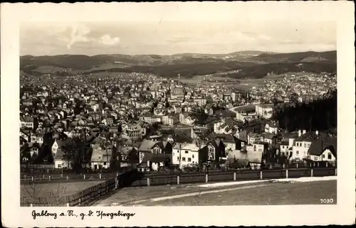 Ak Jablonec nad Nisou Gablonz an der Neiße, Panorama der Stadt von der hohen Warte aus