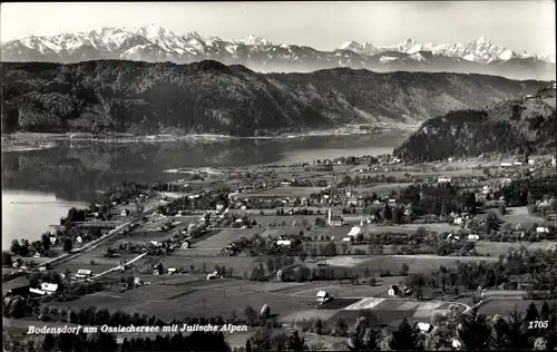 Ak Bodensdorf Steindorf am Ossiacher See Kärnten, Gesamtansicht, Julische Alpen