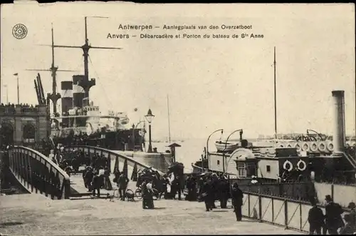Ak Antwerpen Anvers Flandern, Debarcadere et Ponton du bateau de Ste Anne, Anleger