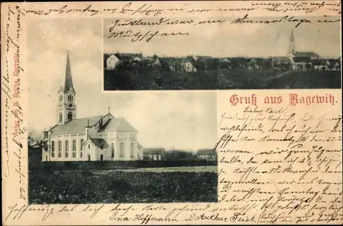 Ak Ragewitz Grimma in Sachsen, Teilansicht, Kirche