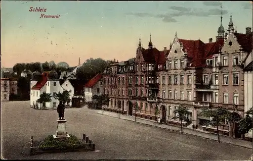 Ak Schleiz im Vogtland Thüringen, Neumarkt, Denkmal