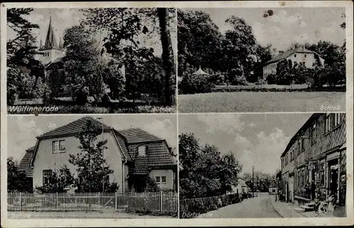 Ak Wülfingerode Sollstedt Thüringen, Kirche, Schloss, Dorfstraße, Schule