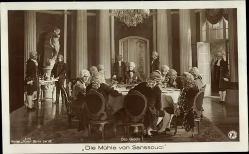 Ak Filmszene Die Mühle von Sanssouci, Schauspieler Otto Gebühr, Friedrich der Große