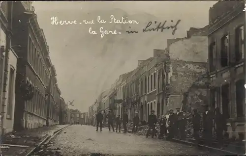 Ak Herve Wallonien Lüttich, Rue la Station, la Gare