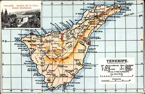 Landkarten Ak Puerto Cruz Teneriffa Kanarische Inseln, Hotel Martianez, Puerto Orotava