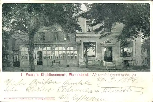 Ak Hamburg Wandsbek , J. Pump's Etablissement, Ahrensburgerstraße 20