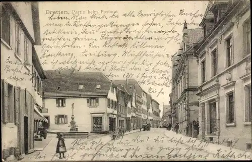 Ak Bretten in Baden, Partie beim Postamt