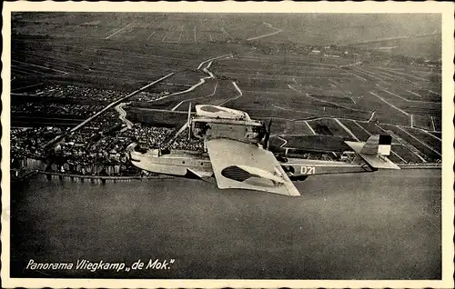 Ak Texel Nordholland Niederlande, Vliegkamp de Mok, niederländisches Militärflugzeug