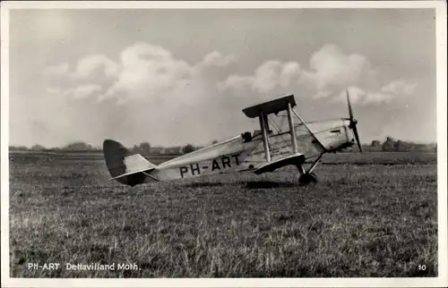 Ak PH ART De Havilland Moth, Niederländisches Militärflugzeug
