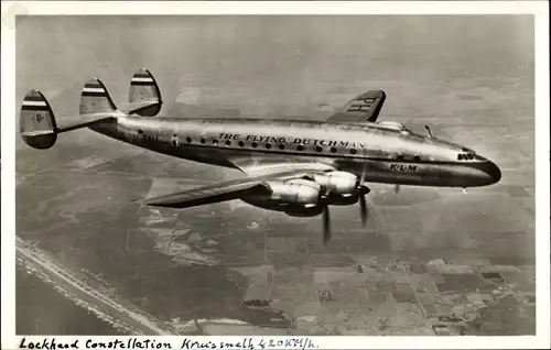 Ak Niederländisches Passagierflugzeug, The Flying Dutchman, KLM, Lockheed constellation