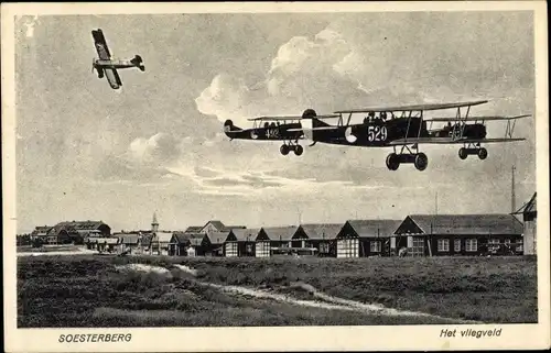 Ak Soesterberg Utrecht Niederlande, Vliegveld, Flughafen, Flugzeuge