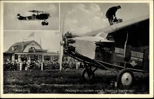 Ak Soesterberg Utrecht Niederlande, Passagiersvluchten vanaf Theehuis Soesterdal, Flughafen