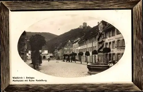 Passepartout Ak Waldkirch im Breisgau Schwarzwald, Marktplatz, Ruine Kastelburg