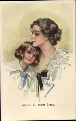 Künstler Ak Feiertag, K., Komm an mein Herz, Frau mit Kind