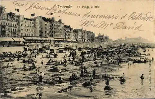Ak Oostende Ostende Westflandern, La Plage a midi, Strandszene