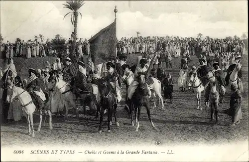 Ak Scenes et Types, Cheiks et Goums a la Grande Fantasia, Maghreb