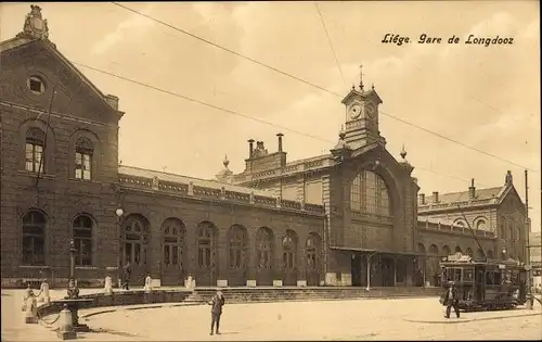 Ak Liège Lüttich Wallonien, Gare de Longdooz, Straßenbahn