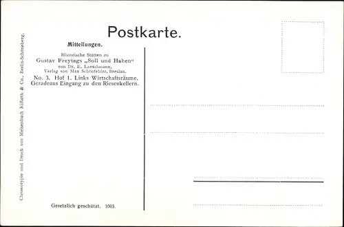 Künstler Ak Loeschmann, E., Wrocław Breslau Schlesien, Soll und Haben, Wirtschaftsräume,Riesenkeller