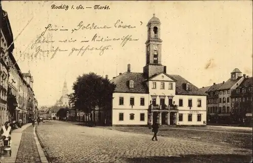 Ak Rochlitz an der Mulde, Markt, Rathaus
