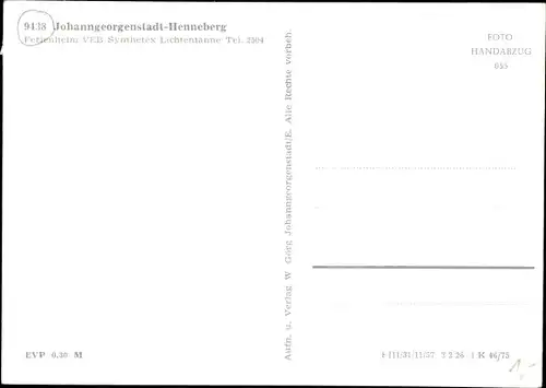 Ak Henneberg Johanngeorgenstadt im Erzgebirge, Ferienheim VEB Synthetex Lichtentanne, Winter