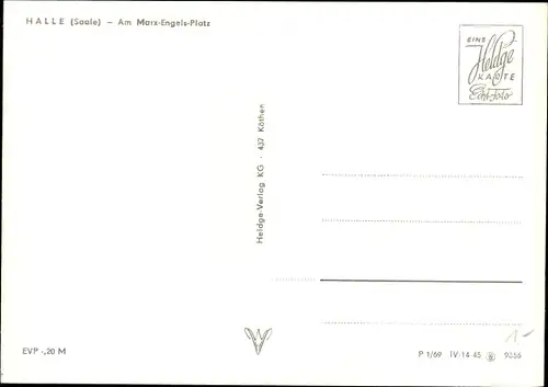 Ak Halle an der Saale, Am Marx Engels Platz, Fontäne