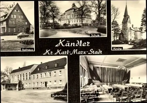 Ak Kändler Limbach Oberfrohna Sachsen, Rathaus, Schule, Kirche, Kulturhaus