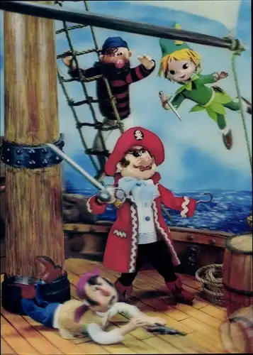3 D Ak Peter Pan fliegt auf das Schiff von Captain Hook, Piraten